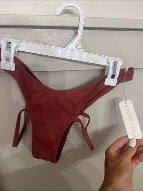 Somerfield Swim Ribbed Tie-Side Bikini Bottoms in Terracotta